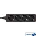 InLine  Stekkerdoos, zwart, 4 voudig 1,5m Kabel, met Kinderbeveiliging