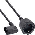 InLine adapter cable, IEC C14 threaded to earthing contact socket, 1m