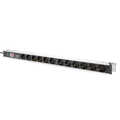 1U Aluminum PDU, rackmountable, 12 x Safety outlet 16A, 230VAC, 50/60Hz, overvoltage, Switch