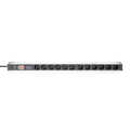 1U Aluminum PDU, rackmountable, 12 x Safety outlet 16A, 230VAC, 50/60Hz, overvoltage, Switch
