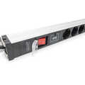 1U Aluminum PDU, rackmountable, 12 x Safety outlet 16A, 230VAC, 50/60Hz, overvoltage, Switch