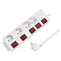 Outlet Strip, 4 safety sockets, w/switch for each socket, white